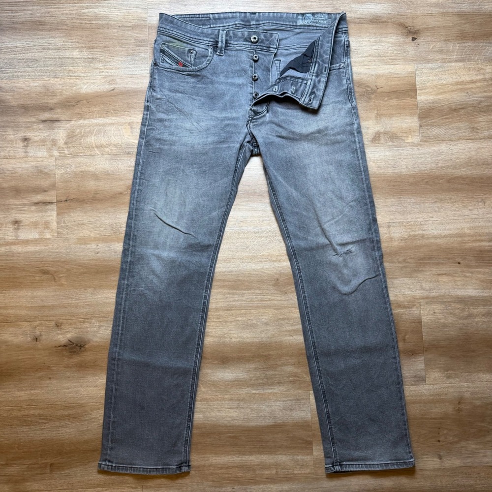 Diesel Larkee Jeans Mens 34x30 Gray Regular Straight Stretch Denim Pants R4Q80